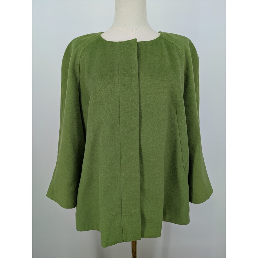 Harve Benard Swing Jacket Women XL Green VTG Classic Minimalist 3/4 Sleeve Mod